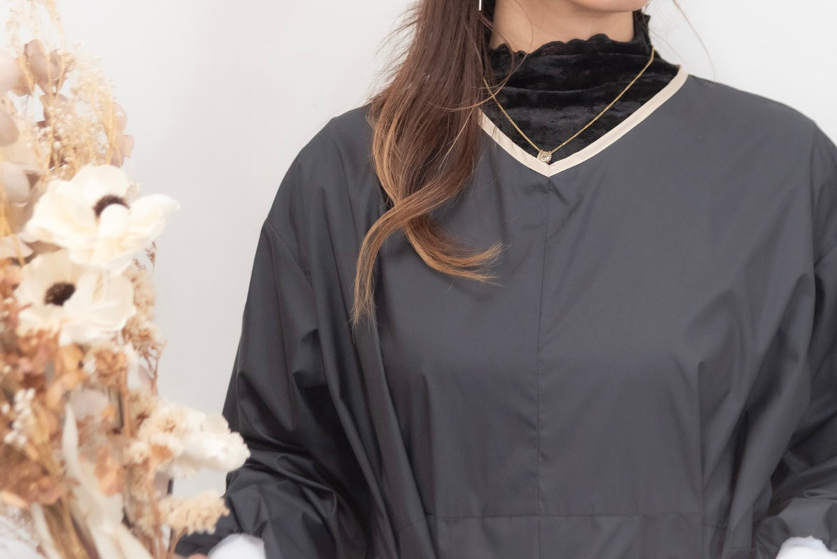 ロングスリーブエプロンドレス black