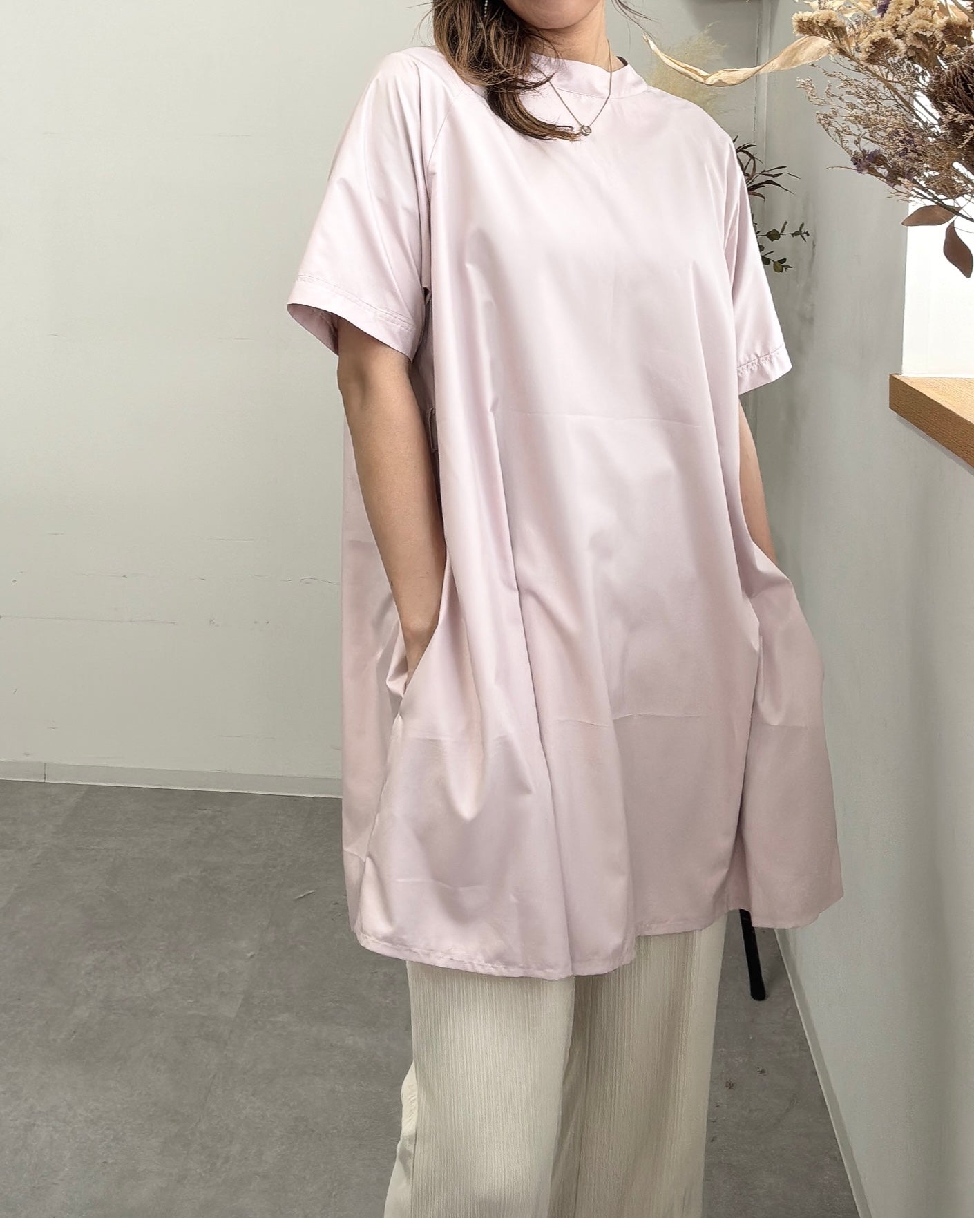 チュニックエプロンドレス dusty pink