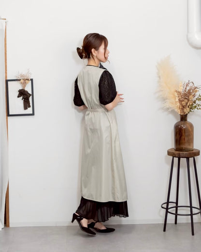アシメフリルエプロンドレス light gray
