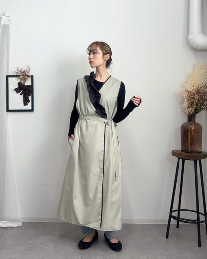 アシメフリルエプロンドレス light gray