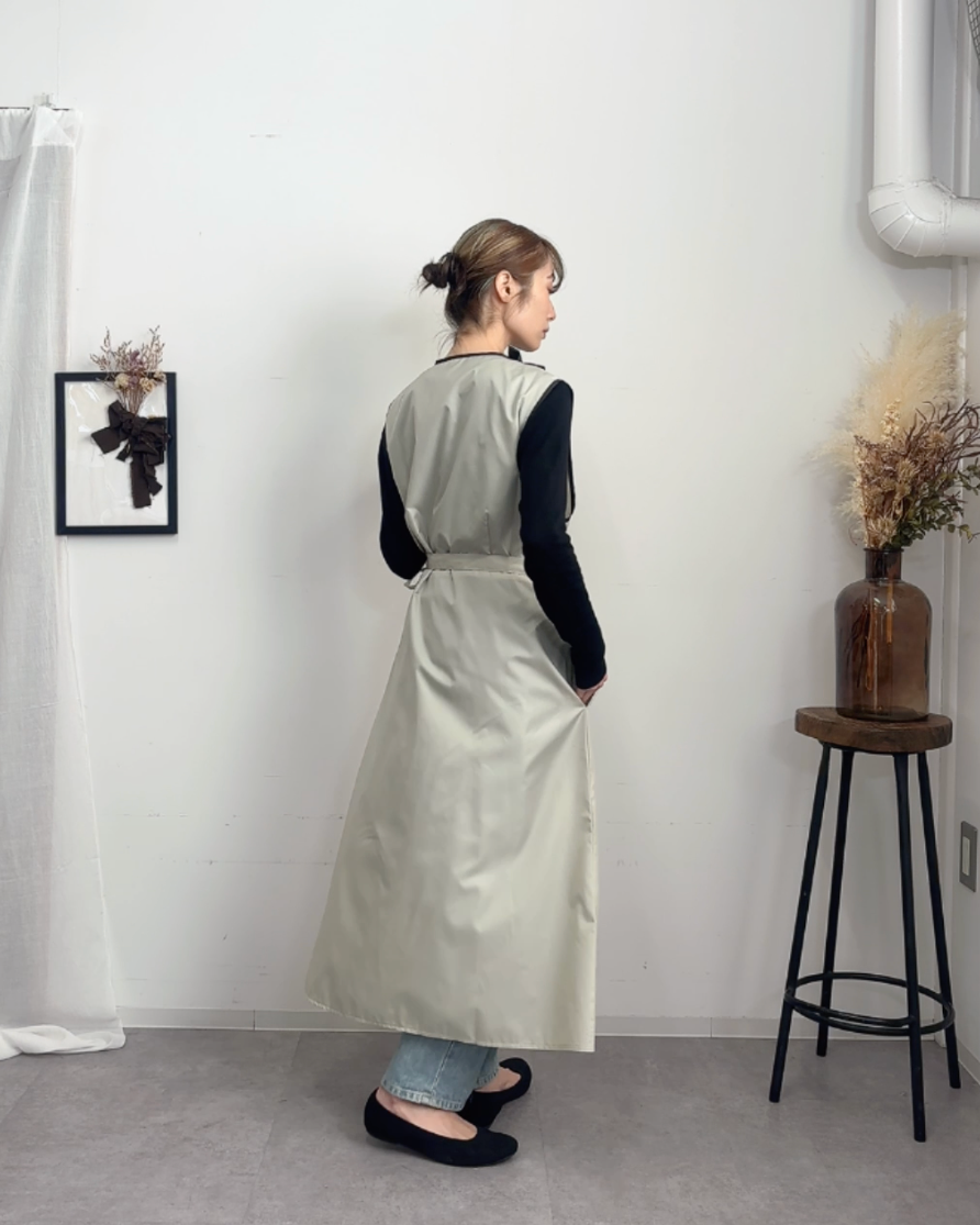 アシメフリルエプロンドレス light gray