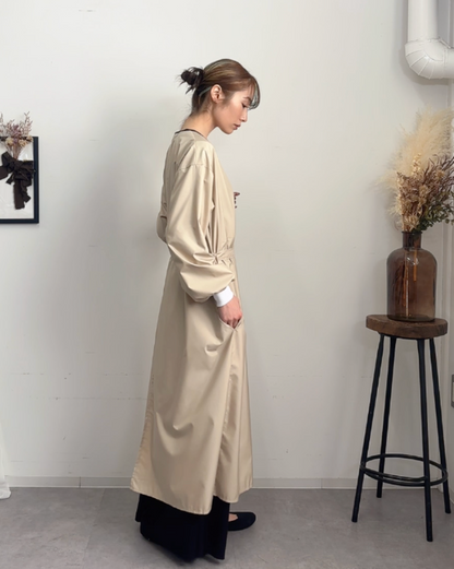 ロングスリーブエプロンドレス beige
