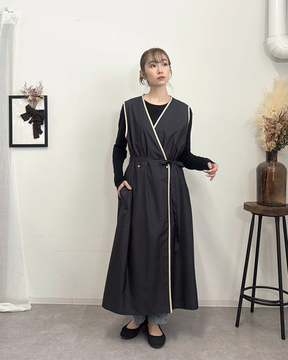 レイヤーエプロンドレス black