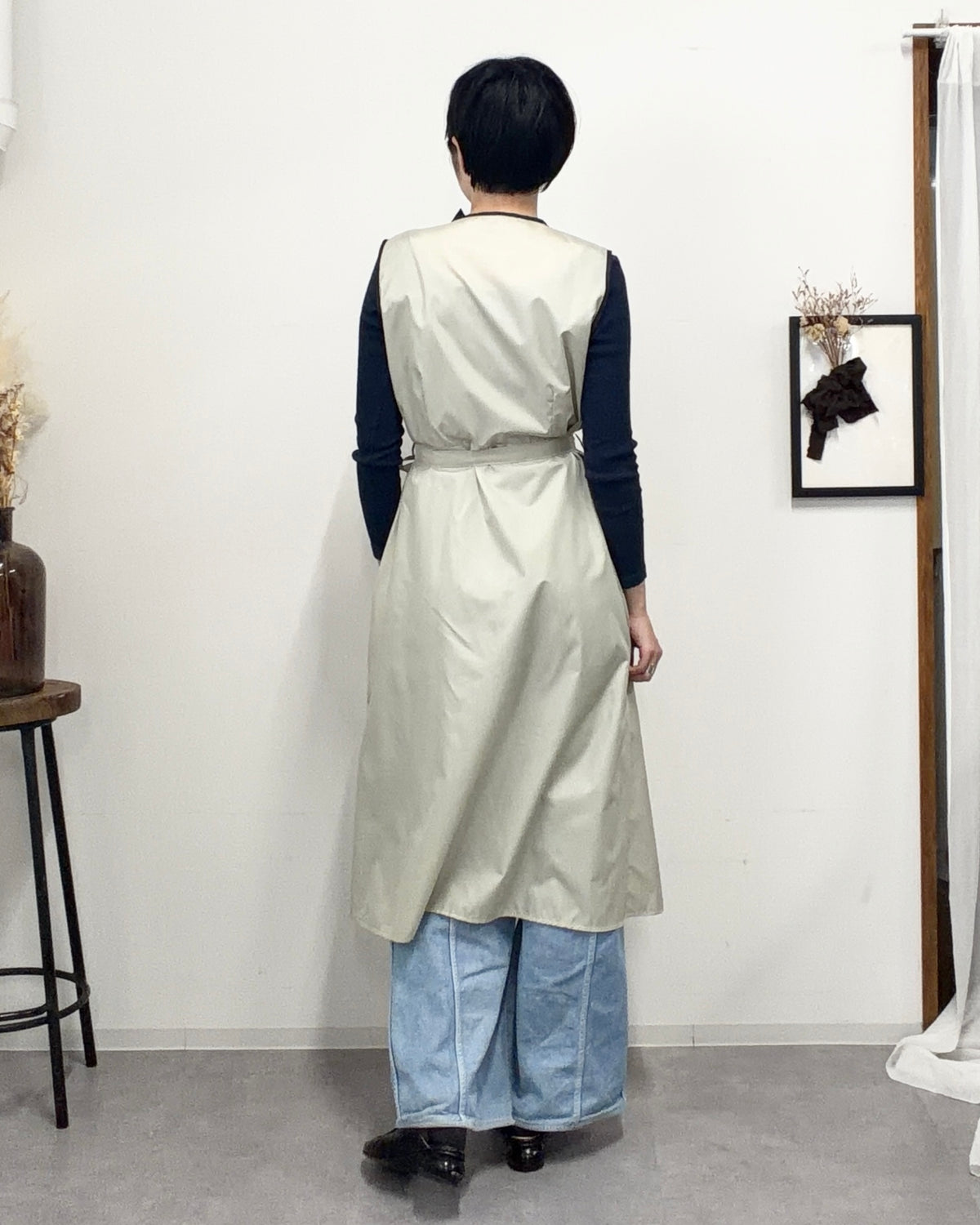 アシメフリルエプロンドレス light gray