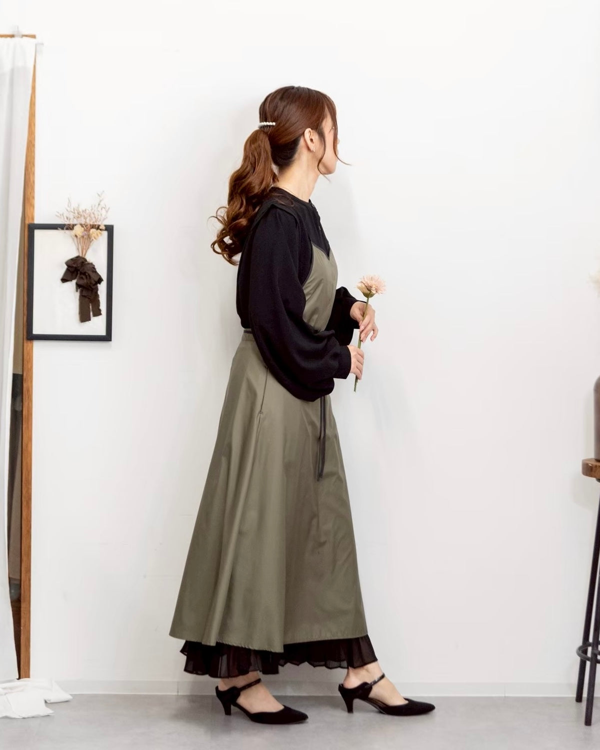 キャミソールエプロンドレス khaki