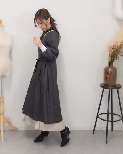 ロングスリーブエプロンドレス black