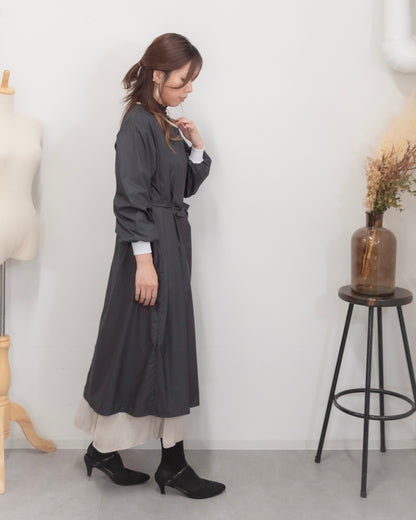 ロングスリーブエプロンドレス black