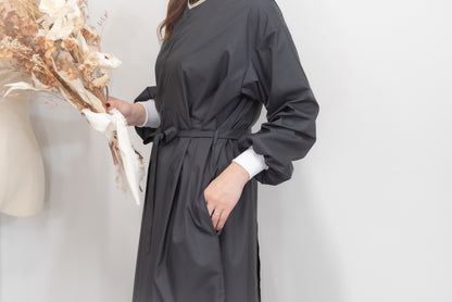 ロングスリーブエプロンドレス black