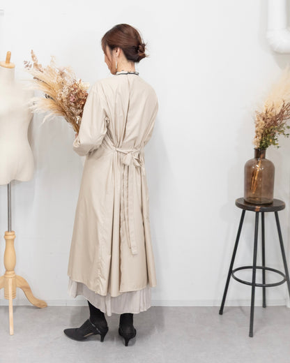 ロングスリーブエプロンドレス beige