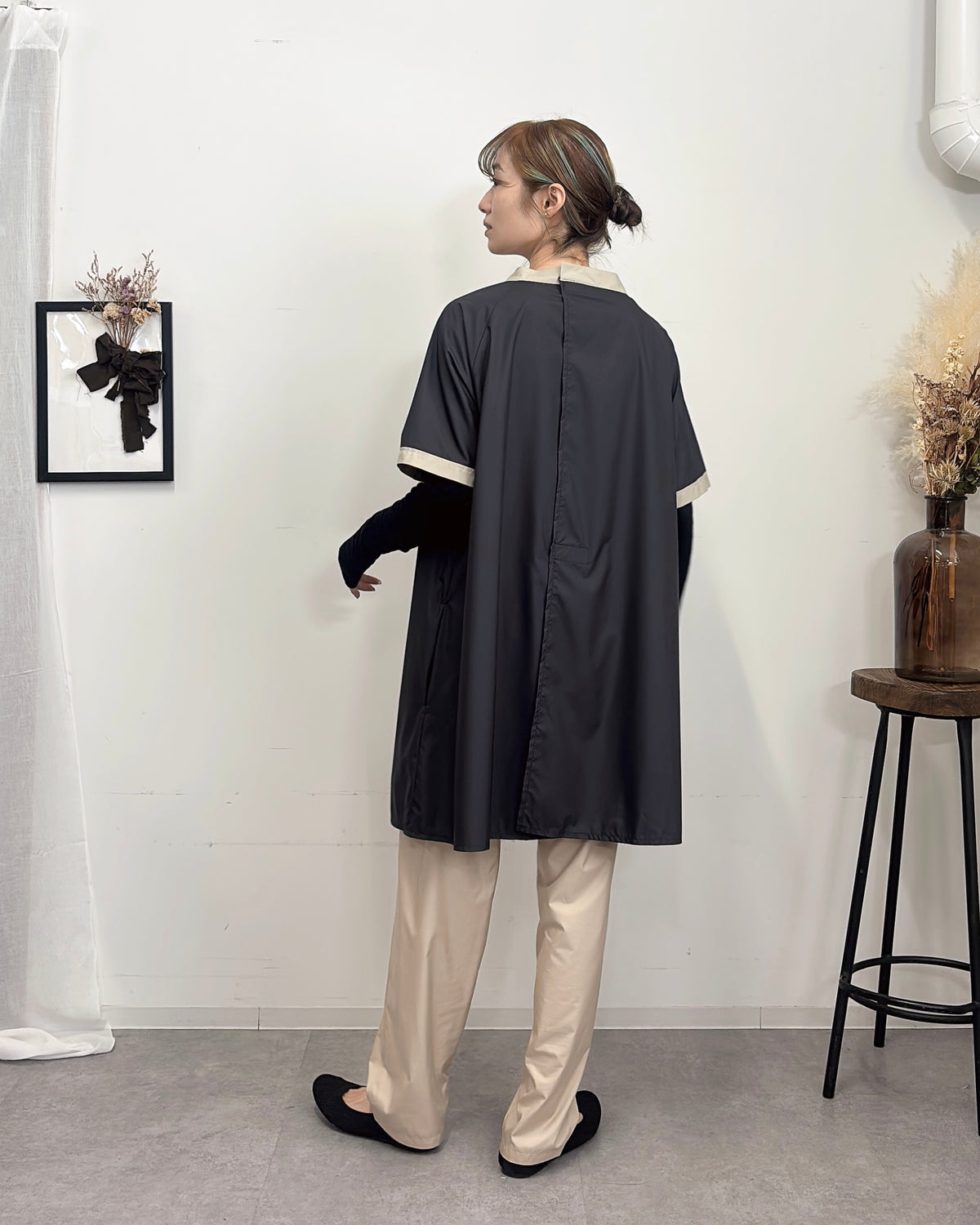 チュニックエプロンドレス black