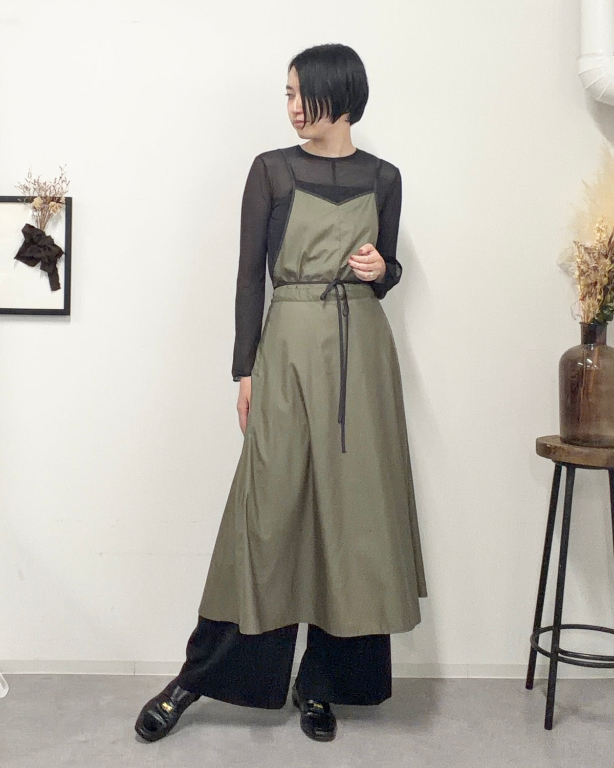 キャミソールエプロンドレス khaki
