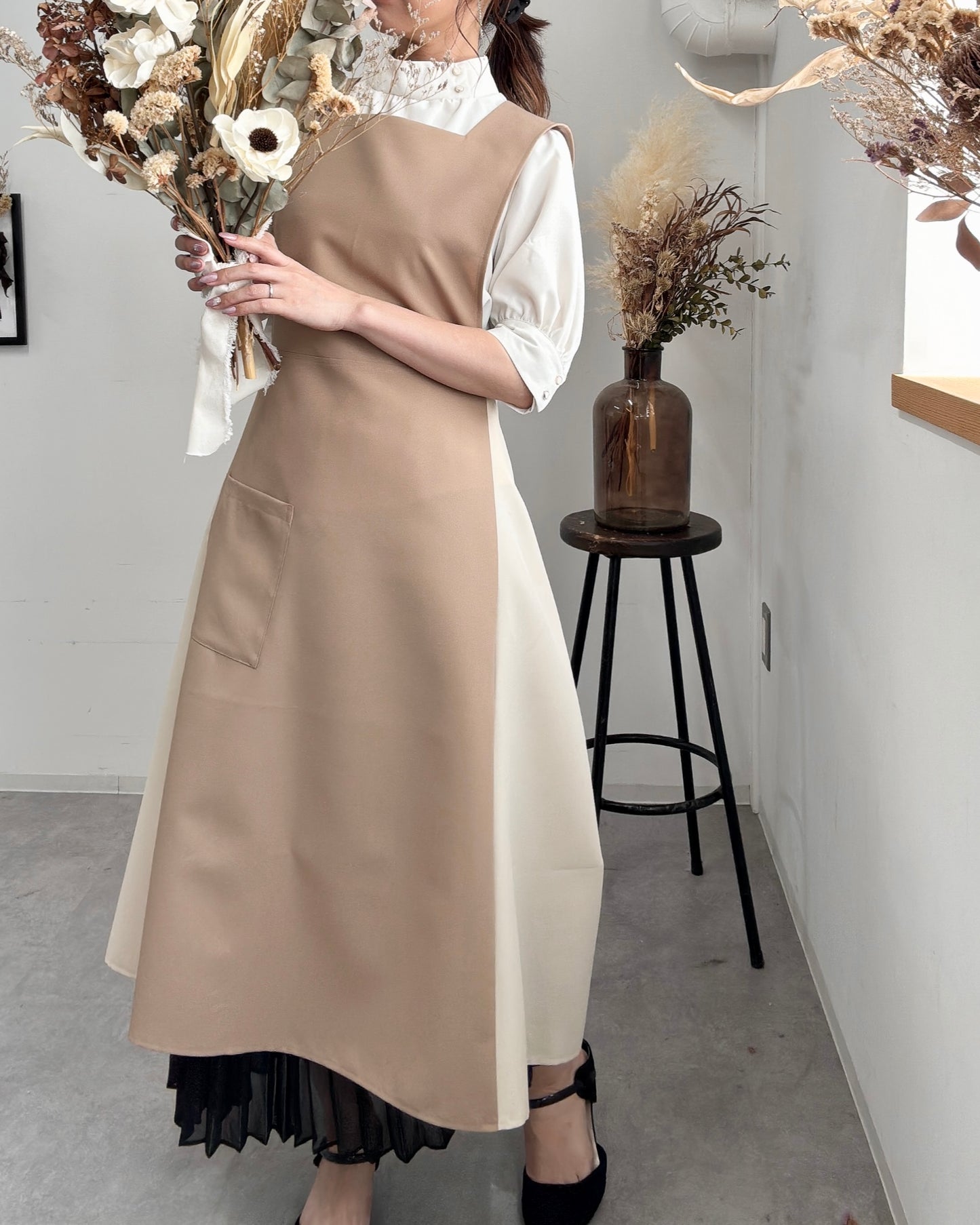オーラエプロンドレス moca brown