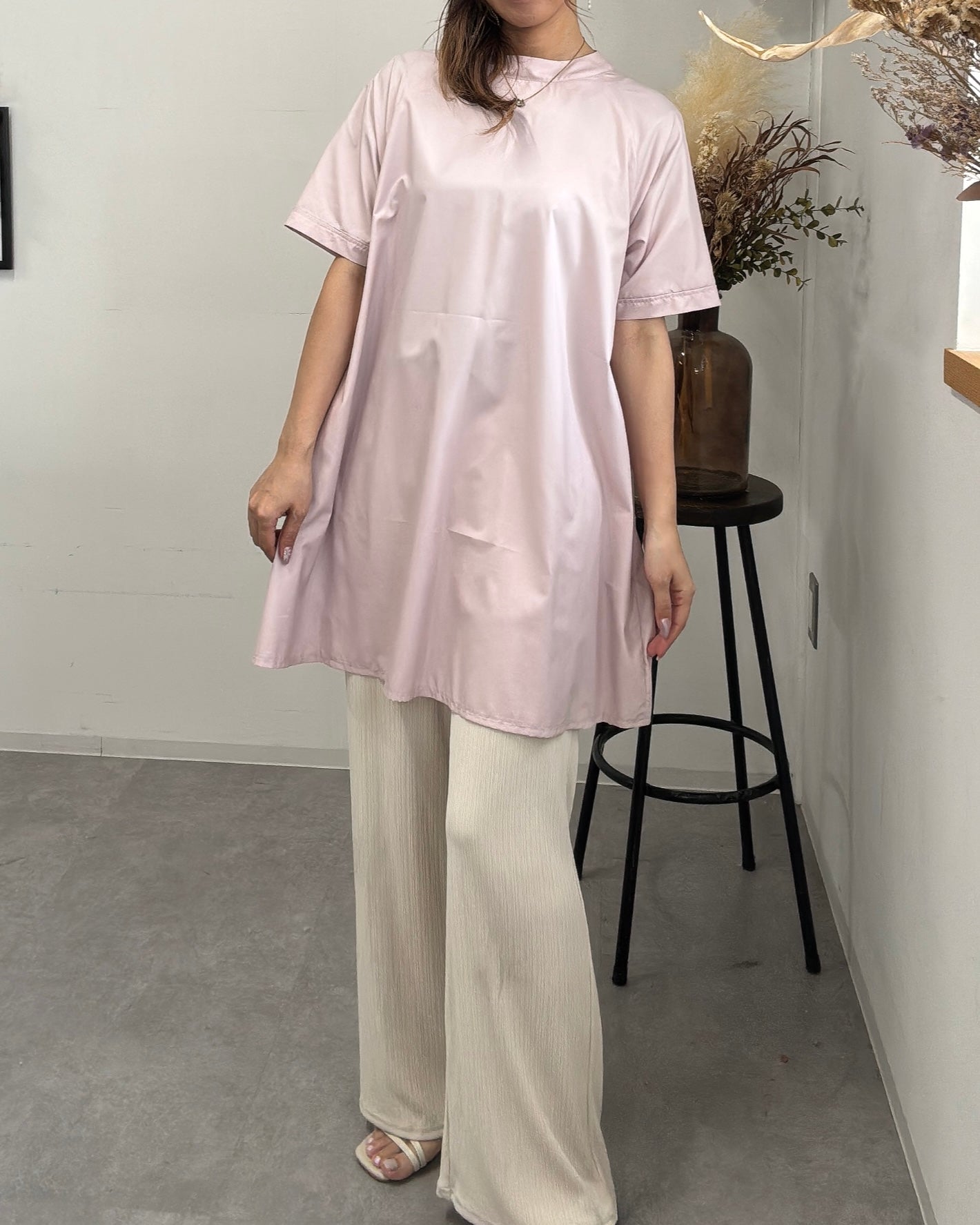 チュニックエプロンドレス dusty pink