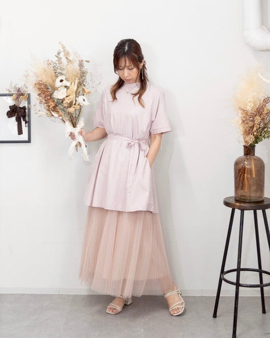 チュニックエプロンドレス dusty pink