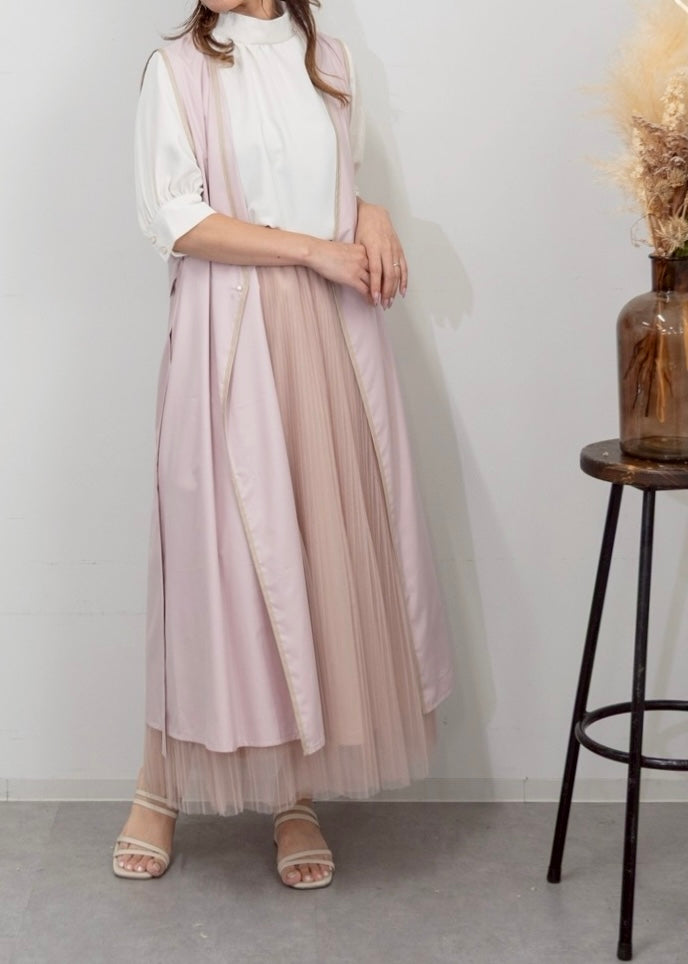 レイヤーエプロンドレス dusty pink