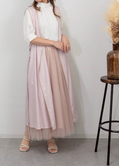 レイヤーエプロンドレス dusty pink