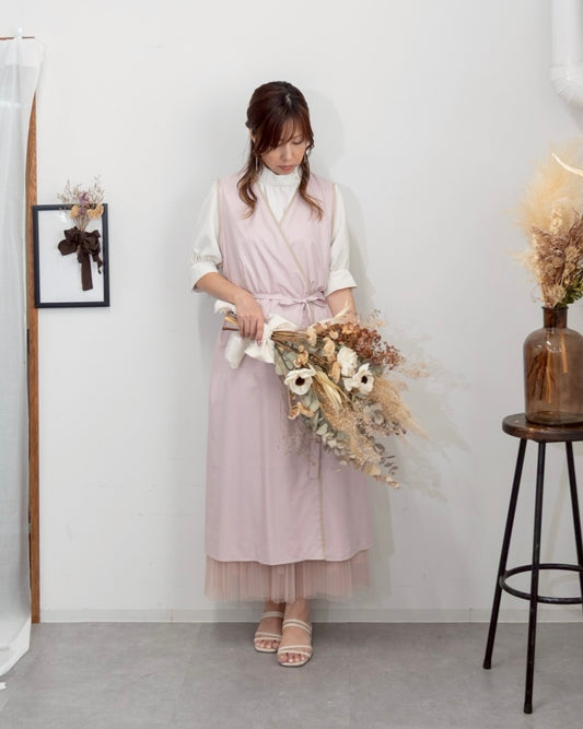 レイヤーエプロンドレス dusty pink