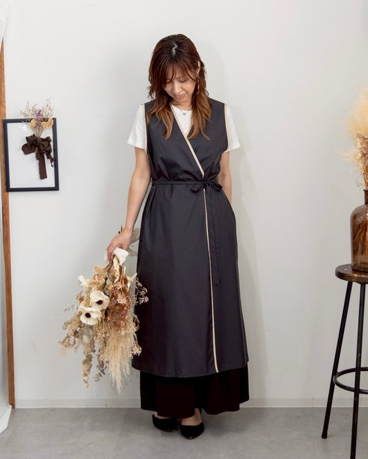 レイヤーエプロンドレス black