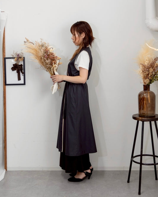 レイヤーエプロンドレス black