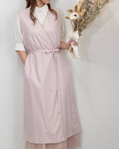 レイヤーエプロンドレス dusty pink
