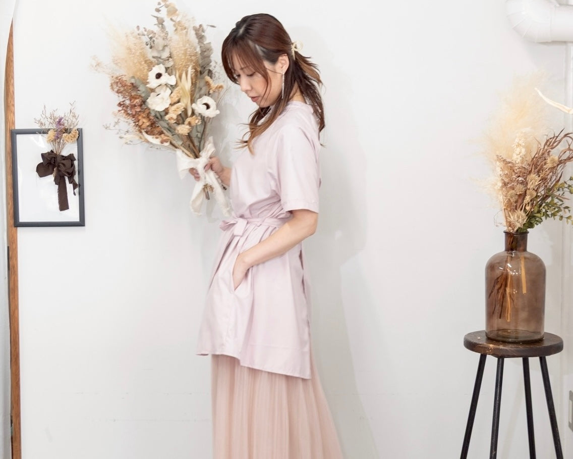 チュニックエプロンドレス dusty pink