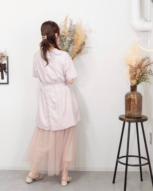 チュニックエプロンドレス dusty pink