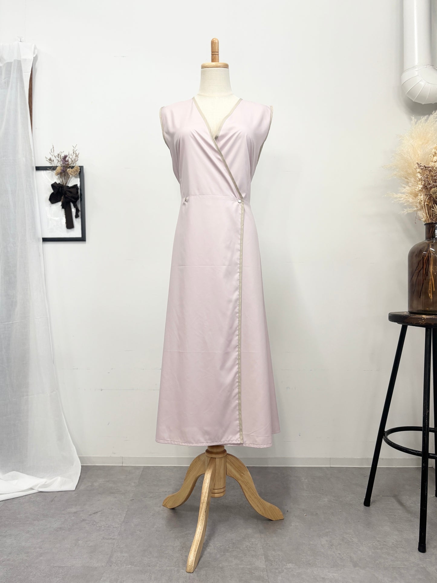 レイヤーエプロンドレス dusty pink