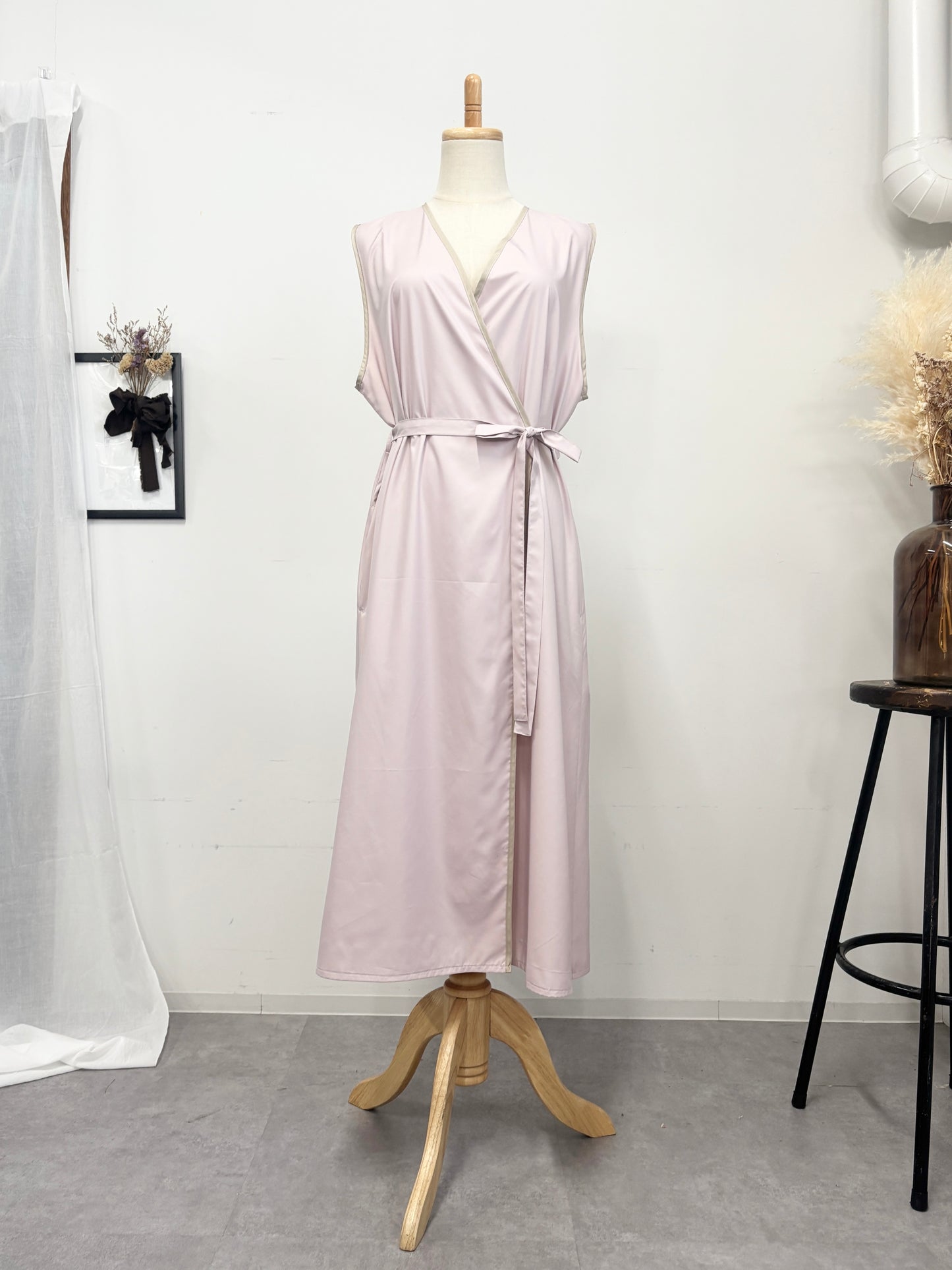 レイヤーエプロンドレス dusty pink