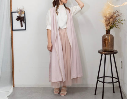 レイヤーエプロンドレス dusty pink