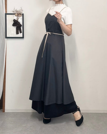 〈数量限定〉キャミソールエプロンドレス black×beige