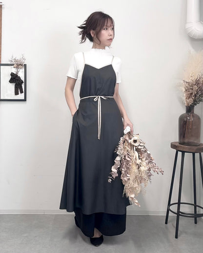 〈数量限定〉キャミソールエプロンドレス black×beige