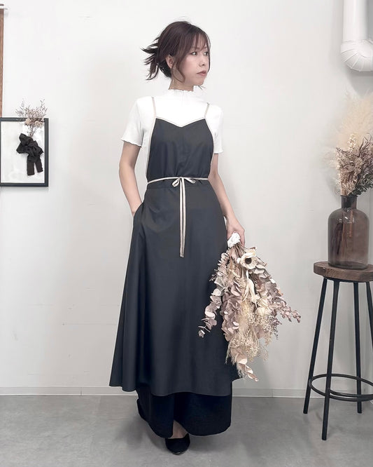 〈数量限定〉キャミソールエプロンドレス black×beige