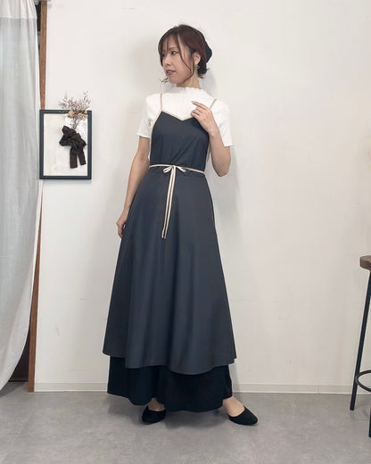 〈数量限定〉キャミソールエプロンドレス black×beige
