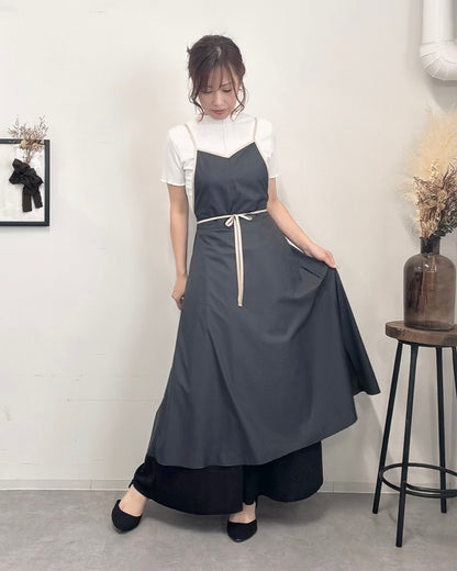 〈数量限定〉キャミソールエプロンドレス black×beige
