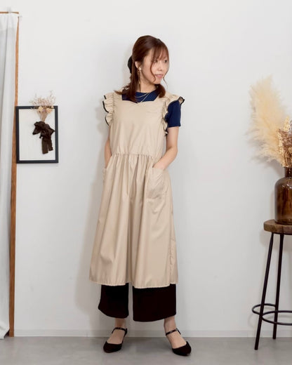 フリルエプロンドレス beige
