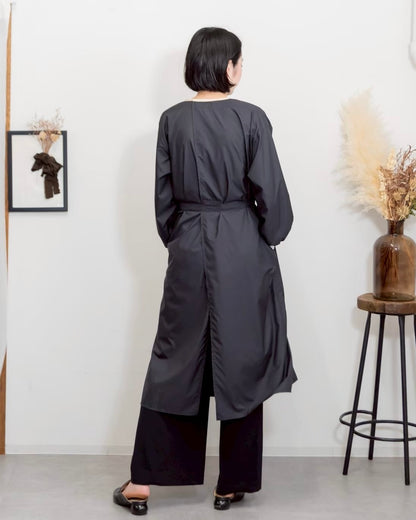 ロングスリーブエプロンドレス black