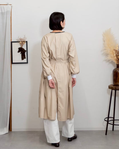 ロングスリーブエプロンドレス beige