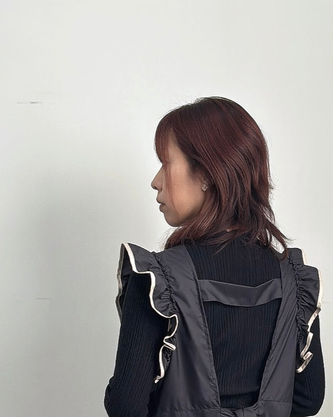 フリルエプロンドレス black