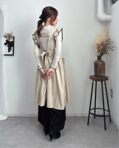 フリルエプロンドレス beige