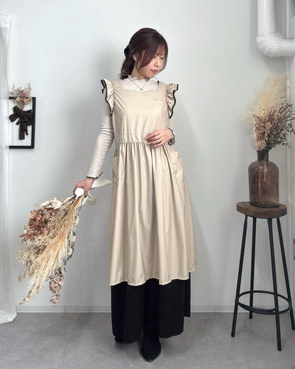 フリルエプロンドレス beige