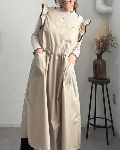 フリルエプロンドレス beige