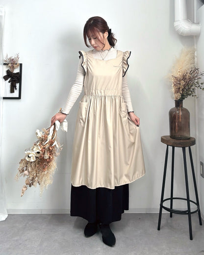 フリルエプロンドレス beige