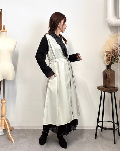 アシメフリルエプロンドレス light gray