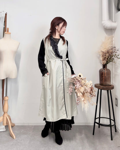 アシメフリルエプロンドレス light gray