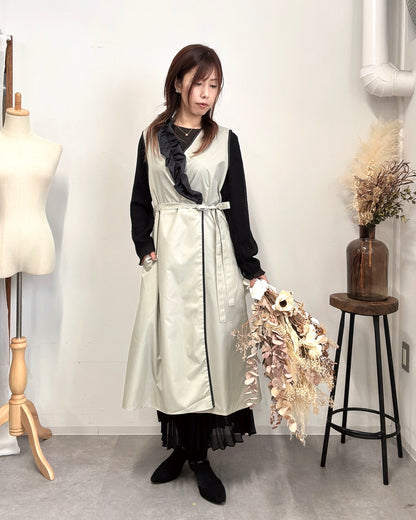 アシメフリルエプロンドレス light gray