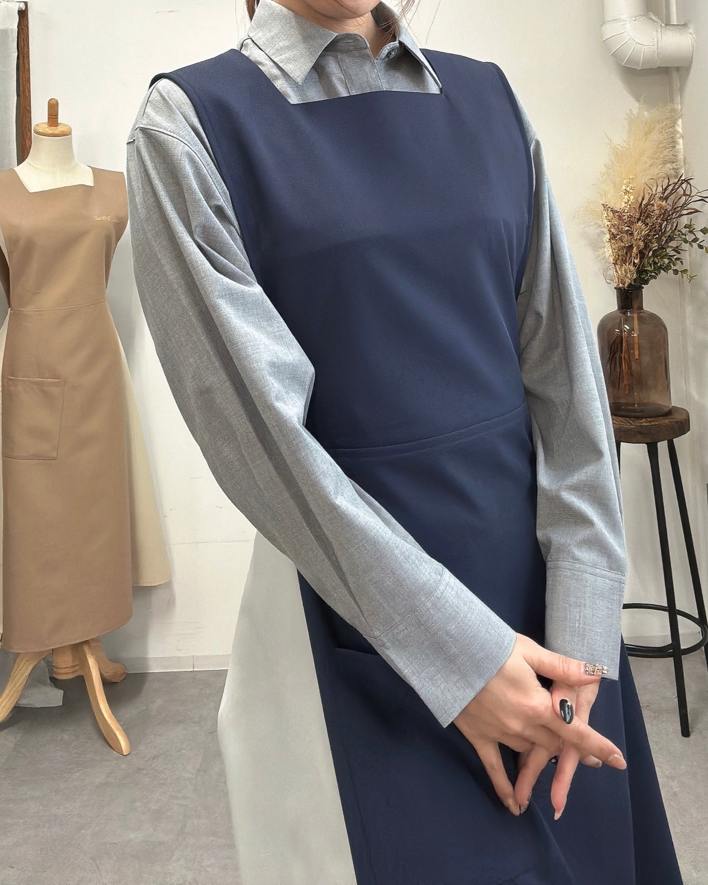 オーラエプロンドレス navy