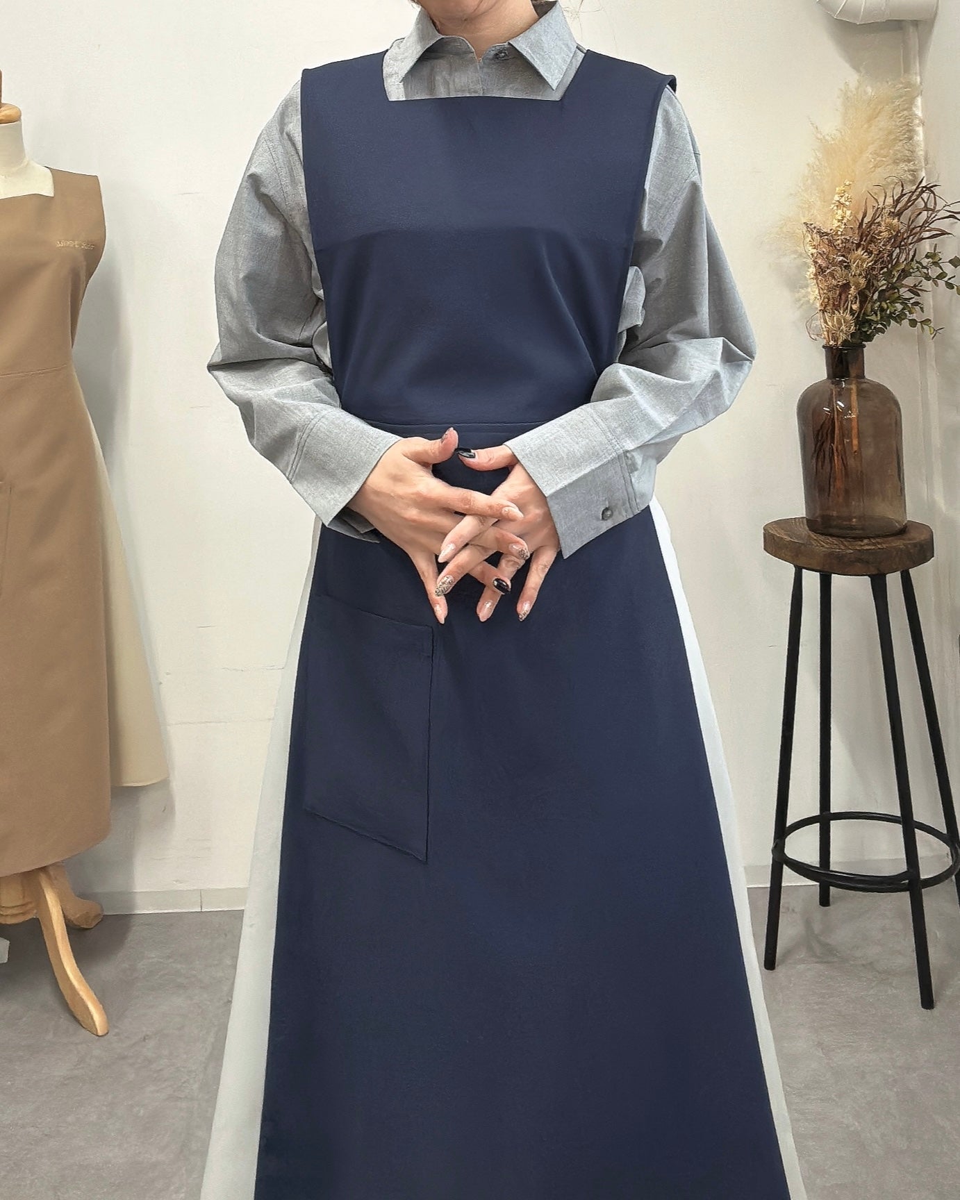 オーラエプロンドレス navy