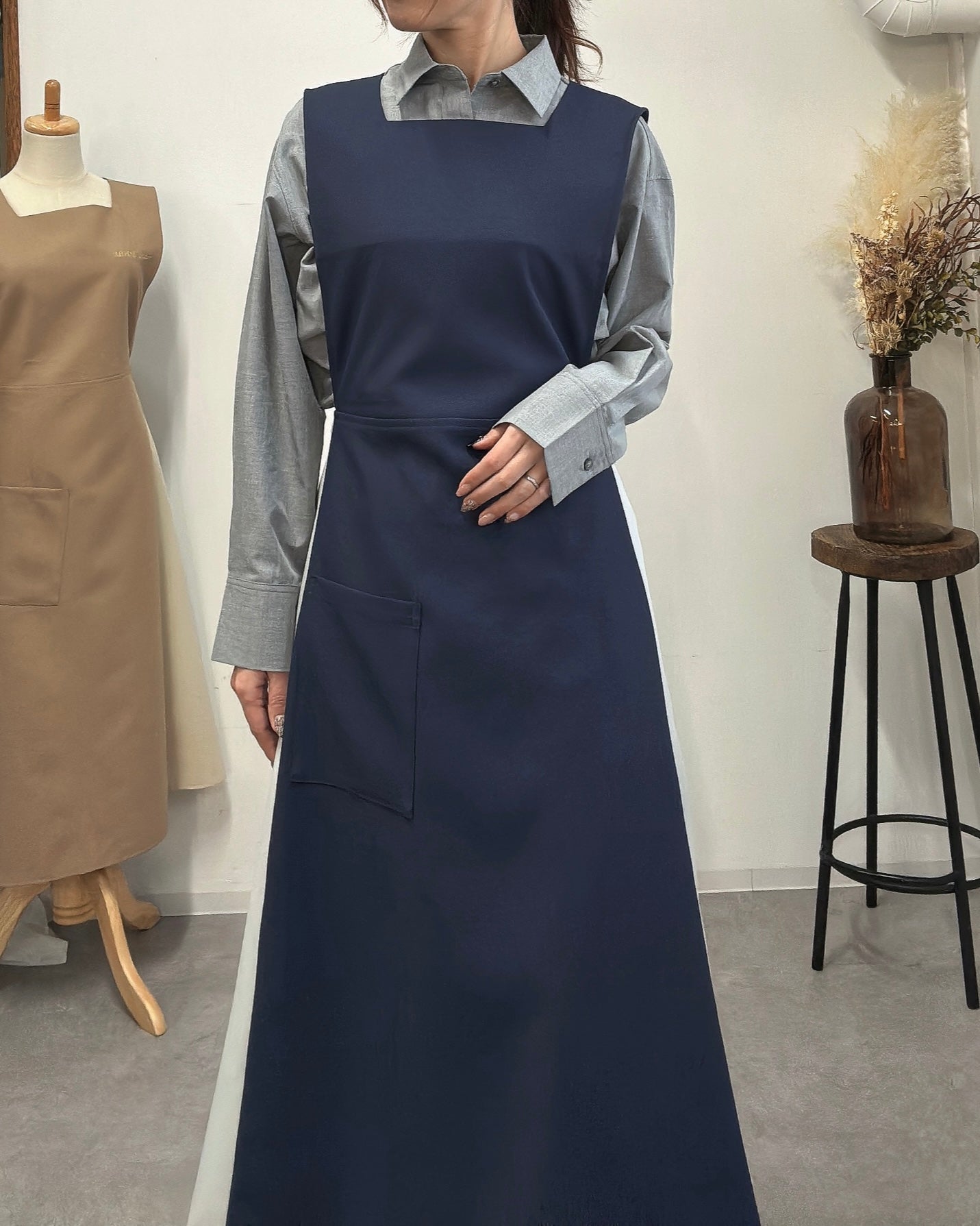 オーラエプロンドレス navy