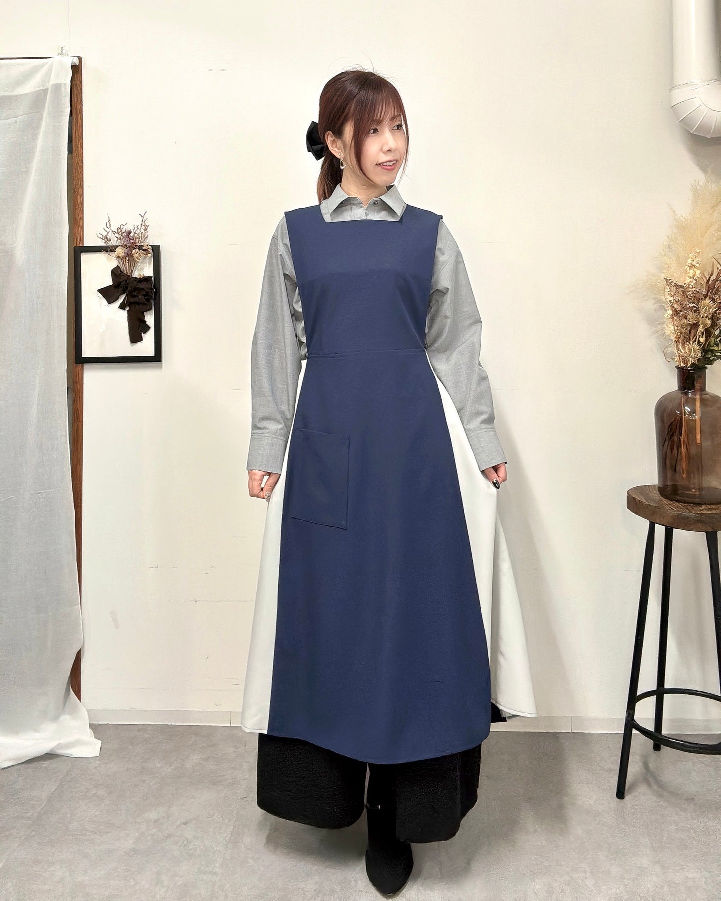 オーラエプロンドレス navy