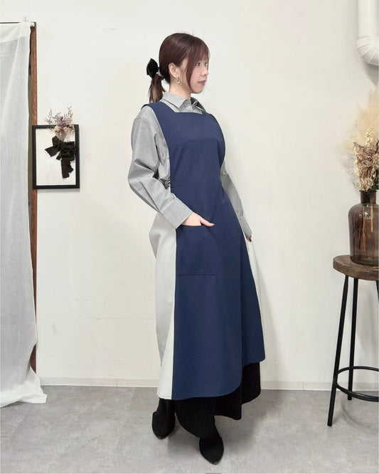 オーラエプロンドレス navy